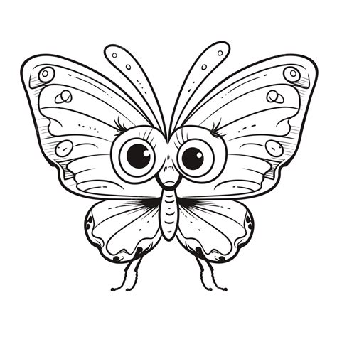 Cute Butterfly Coloring Page With Big Eyes Outline Sketch Drawing Vector, Butterfly Drawing ... - Drawing of Big T