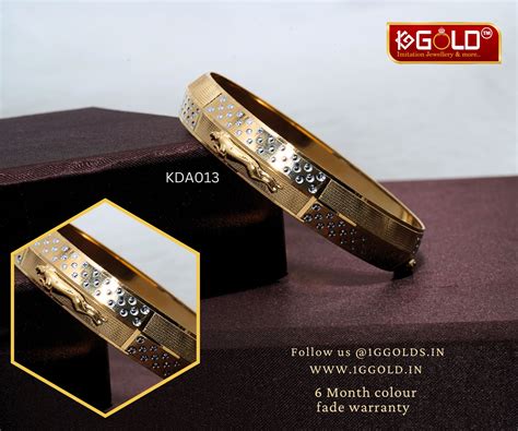 Bold Jaguar Design 1 Gram Gold Punjabi Kada for Men - KDA013 – 1GGOLD