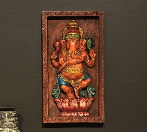 Wooden Ganesh Wall Art – CottageArts India