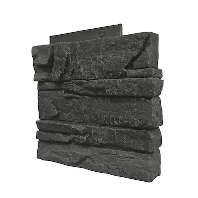 Black Stacked Stone Corner Panel Right Stone Veneer at Lowes.com