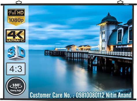 Inlight Universal 8 Ft. x 6 Ft. Supporting Ultra HD-3D-4K Map Type ...