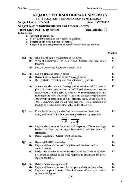 3150504 - It's a paper for gtu study - 1 Seat No.: ________ Enrolment ...
