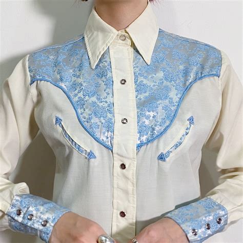 70s sax blue and white western shirt | LEMON
