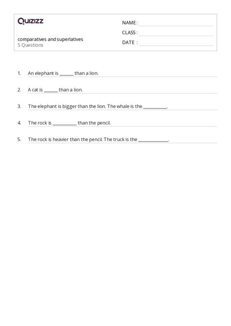 Printable Comparatives and Superlatives Worksheets for Class 2 | Quizizz