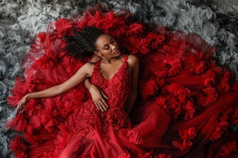 Beautiful woman model in red carpet gown glamorous lifestyle portrait ...