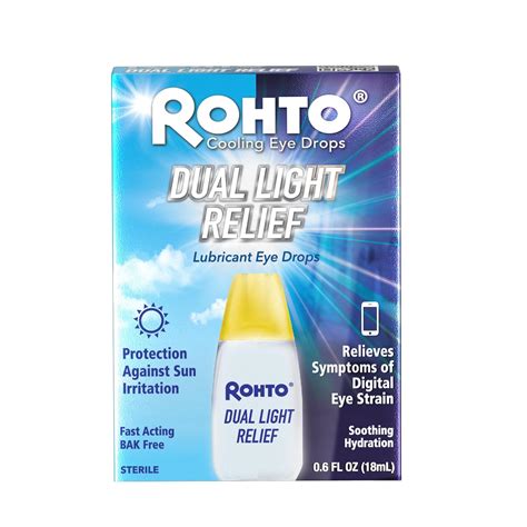 Amazon.com: Rohto Dual Light Relief Cooling Lubricant Eye Drops, Protect Against Sun Irritation ...