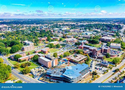 Aerial Shot of North Carolina a & T with a Cloudy Blue Sky in the ...