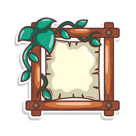 Wood frame nature with leaf illustration | Premium Vector