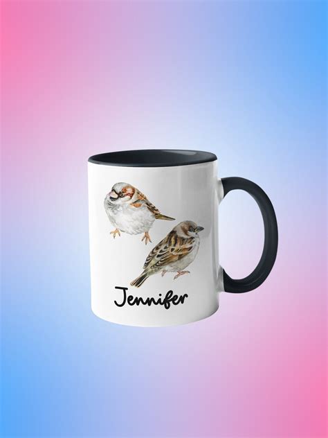 Sparrow Personalized Coffee Mug - Sparrow Bird Gifts - Sparrow Ceramic Mug - Old World Sparrows ...