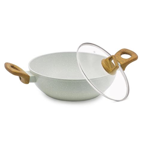 Buy BERGNER Naturally Cast Aluminum 24cm (2 L) Kadai with Glass Lid ...