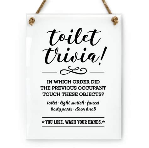 Buy 6x8 Inch ~ Toilet Trivia Game Wash Your Hands ~ Funny Designer ...