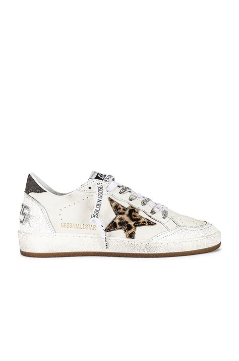 Golden Goose Ball Star Sneaker in White, Beige, Brown, & Black Leopard ...