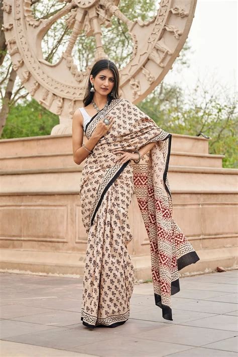 Mulmul Cotton Saree | Whimsical Hues | Indian Blocks Print