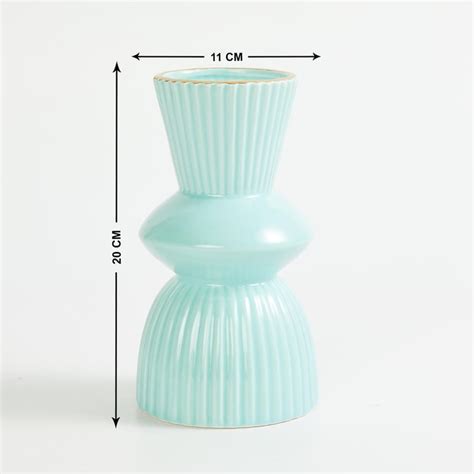 Buy Modern Luxe Mint Blue Textured Ceramic Vase from Home Centre at ...