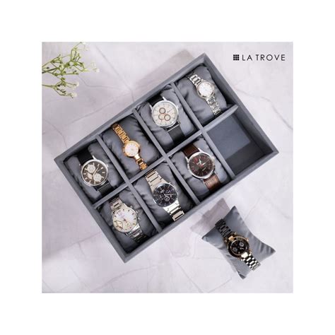 Buy La Trove Luxury Velvet 8 Slot Watch Tray Online