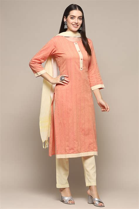 Peach Cotton Unstitched Suit set at Biba India | Salesforce Commerce ...