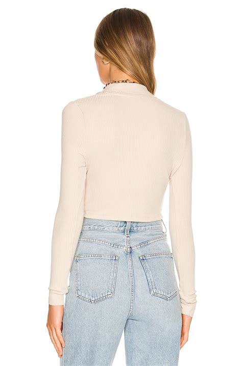 The Range Cropped Button Down Turtleneck in Limestone | REVOLVE