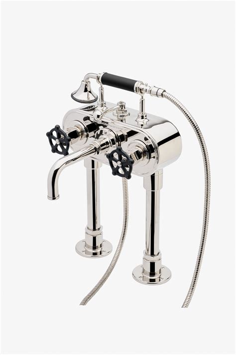 Discover Regulator Exposed Wall Mounted Tub Filler with Handshower and Metal Wheel Handles ...