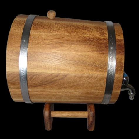 Fass aus Eiche mit Untergestell 10L mit Reifen aus Edelstahl in ...