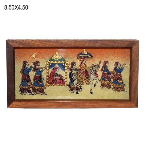 RR Corporation Wooden Real Gemstone Painting Serving Tray : Amazon.in ...