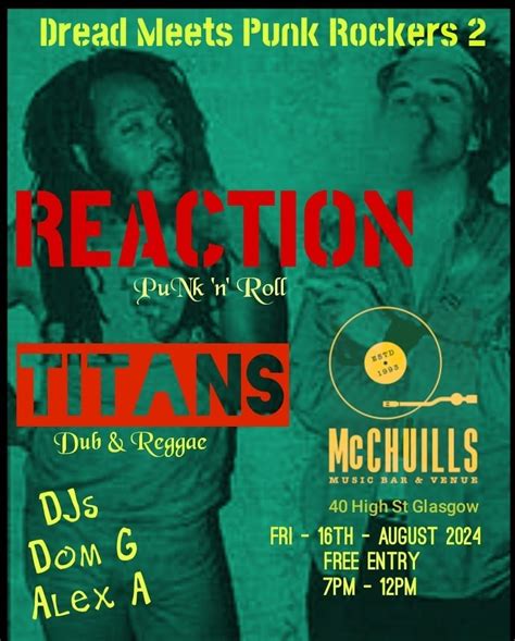 DREAD meets PUNKROCKERS 2, McChuills, Glasgow, 16 August 2024 | AllEvents