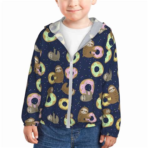 Kids Zip Up Hoodie for Boys Girls Toddler - Sloth with Donuts ...