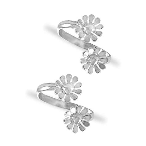 Taraash 925 Sterling Silver Top Openable Floral Toe Ring For Women