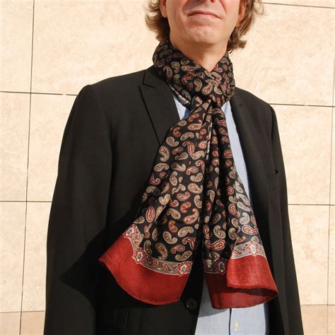 Silk Mens Scarf, Men Scarf, Gift for Him, Boyfriend Gift, Paisley ...