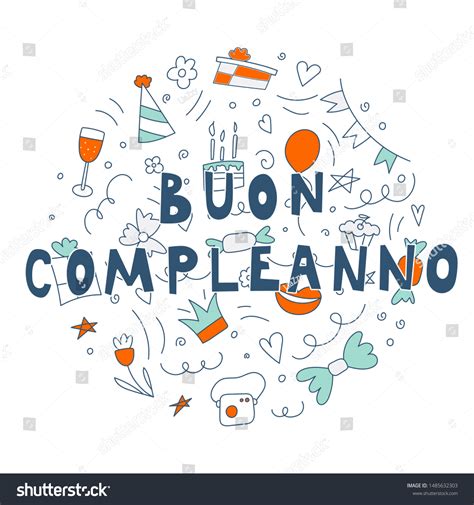 Buon Compleanno Happy Birthday Italian Vector 库存矢量图（免版税）1485632303 ...