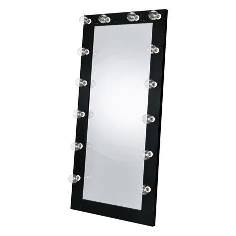 A&J Homes Studio 32 x 71 Inch Floor Mirror LED Lighting Gloss | Wayfair