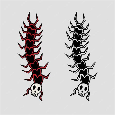 Premium Vector | Centipede Heads With Skulls Traditional Tattoo