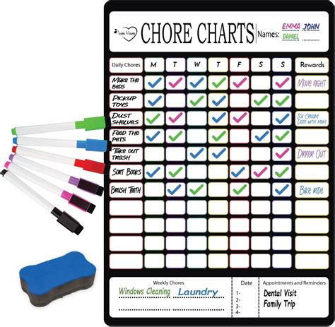 Buy Teena Meena Magnetic Whiteboard Chore Chart for Kids, Multiple Kids ...