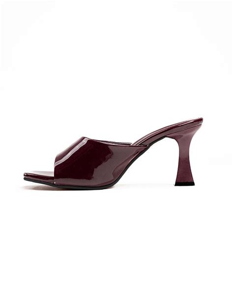 Burgundy Patent Open Toe Low Heel – Littlebox India