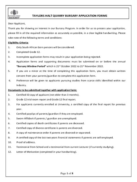 Fillable Online Sample Letter of Application for Scholarship / Bursary ...