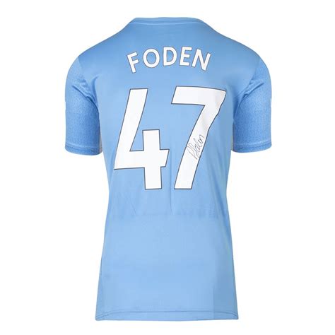 Phil Foden Back Signed Manchester City 2021-22 Home Jersey | SOCCER.COM ...