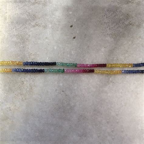 Emerald Ruby Sapphire Multi 11 Strand Beads Necklace
