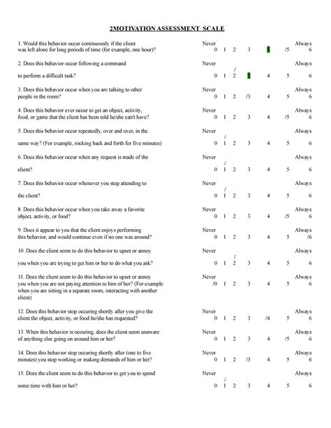 Motivation Assessment Scale - 2MOTIVATION ASSESSMENT SCALE Would this ...