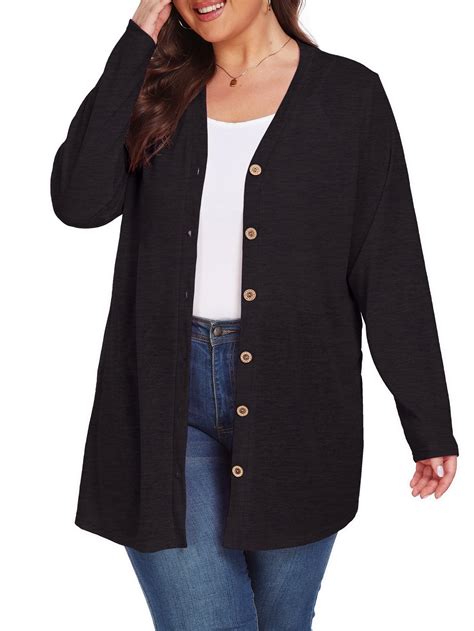 Cueply Women's Plus Size Long Sleeve Cardigan, Lightweight Sheer Open ...