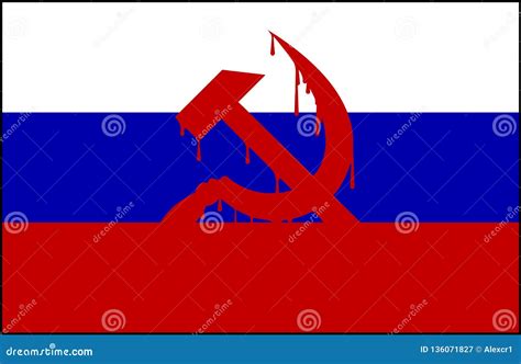 Flag of Russia with the Bloody Hammer and Sickle Stock Vector ...