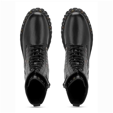 Saint Natalie Metal Studs Lace Up High Ankle Leather Boots – SaintG India