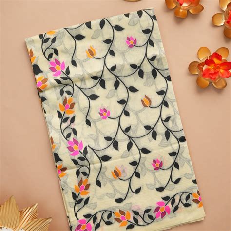 Soumya Urbanic Elegance Off-White Cotton Jamdani Saree – Gajarai