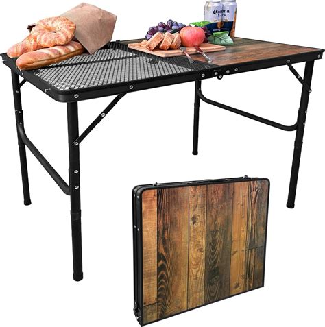 Amazon.com: CAMP SOLUTIONS Camping Table with Mesh Desktop, Lightweight ...