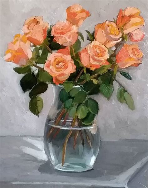 Orange Roses, Painting by Tatiana Karchevskaya | ArtMajeur | Floral ...
