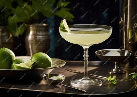 Premium AI Image | A classic Gimlet in a vintage coupe glass exuding ...