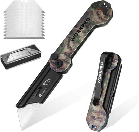 Brandclub - WORKPRO EDC Folding Utility Knife, Mini Box Cutter with Quick Open Axis Lock, Quick ...