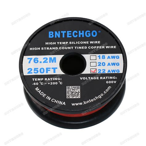 250 Foot Wire Spool BNTECHGO 22 Gauge Silicone Wire - 250ft Black High ...