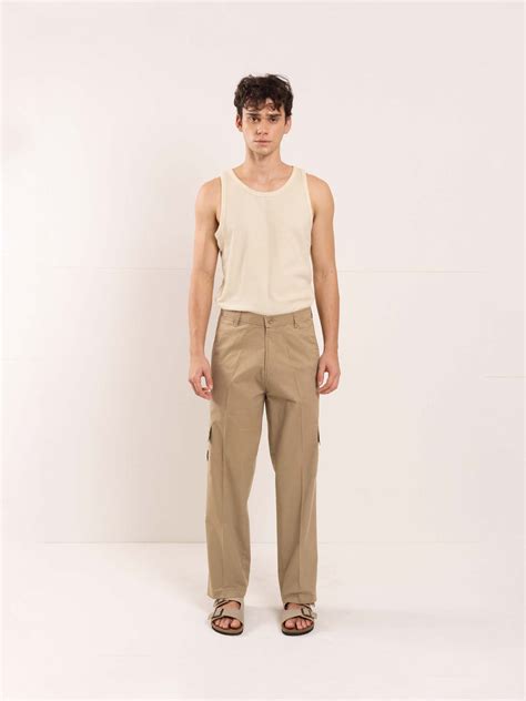 Buy Khaki Loose Fit Twill Cargo Trousers Online at Best Price | 5Feet11
