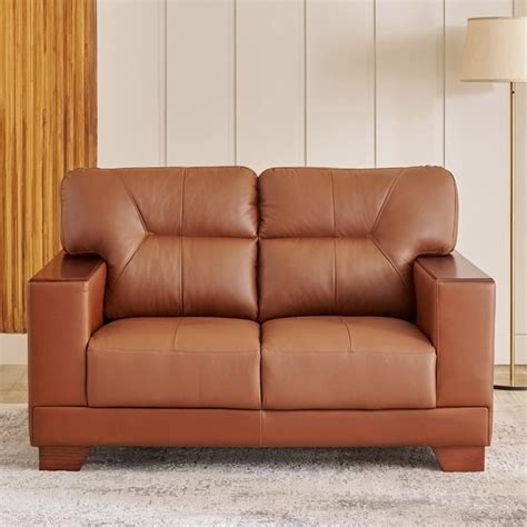 Buy Walter Half Leather 2-Seater Sofa - Tan from Home Centre at just ...