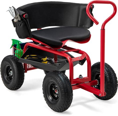 Amazon.com: Goplus Garden Cart, Outdoor Rolling Garden Scooter W ...