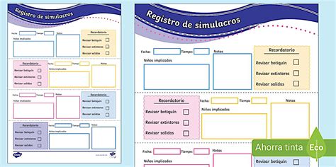 Registro de simulacros de emergencia | Twinkl